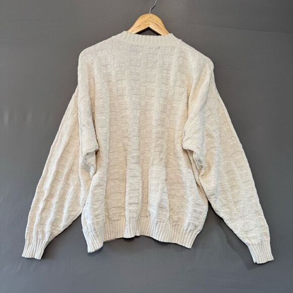 Lake Harmony Men’s Round Neck Square Knit Sweater Size XL 100% Cotton - Picture 5 of 11